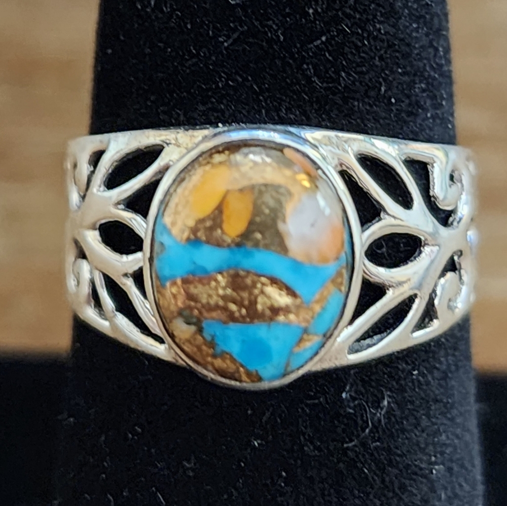 Copper Turquoise and Sterling Silver Ring NWOT - Picture 2 of 5